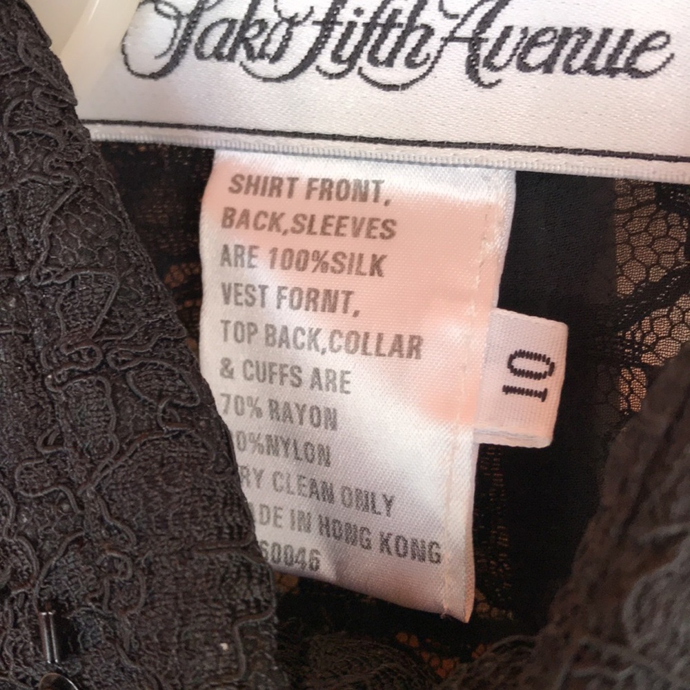 Jerri Sherman - Saks 5th Ave Black Lace Blouse - Picture 2 of 8